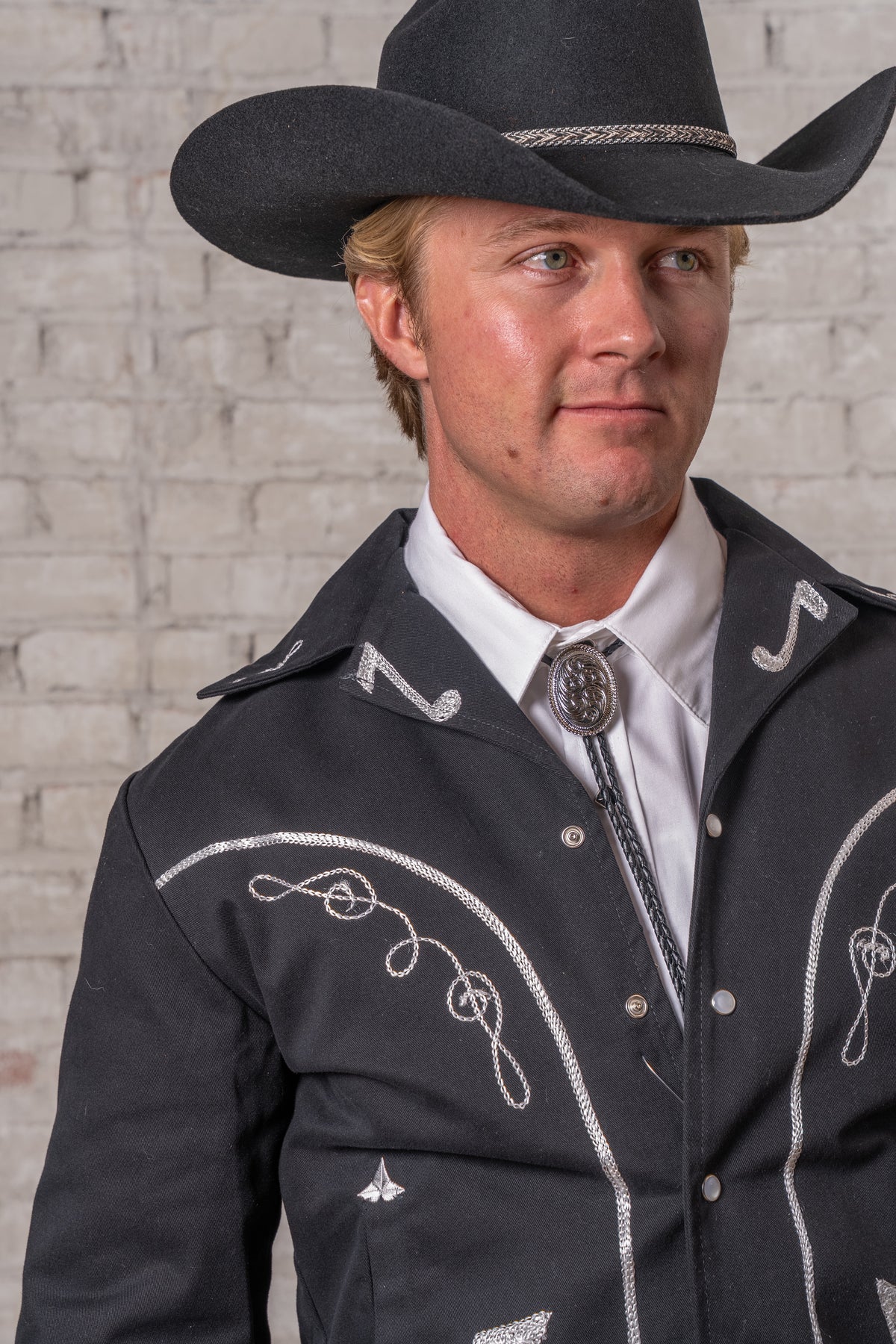 Men's Vintage Western Bolero Jacket with Musical Notes Embroidery by Rockmount Ranch Wear, genuine chenille
