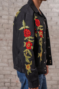Men's Vintage Western Bolero Jacket with Red Floral Embroidery by Rockmount Ranch Wear, genuine chenille