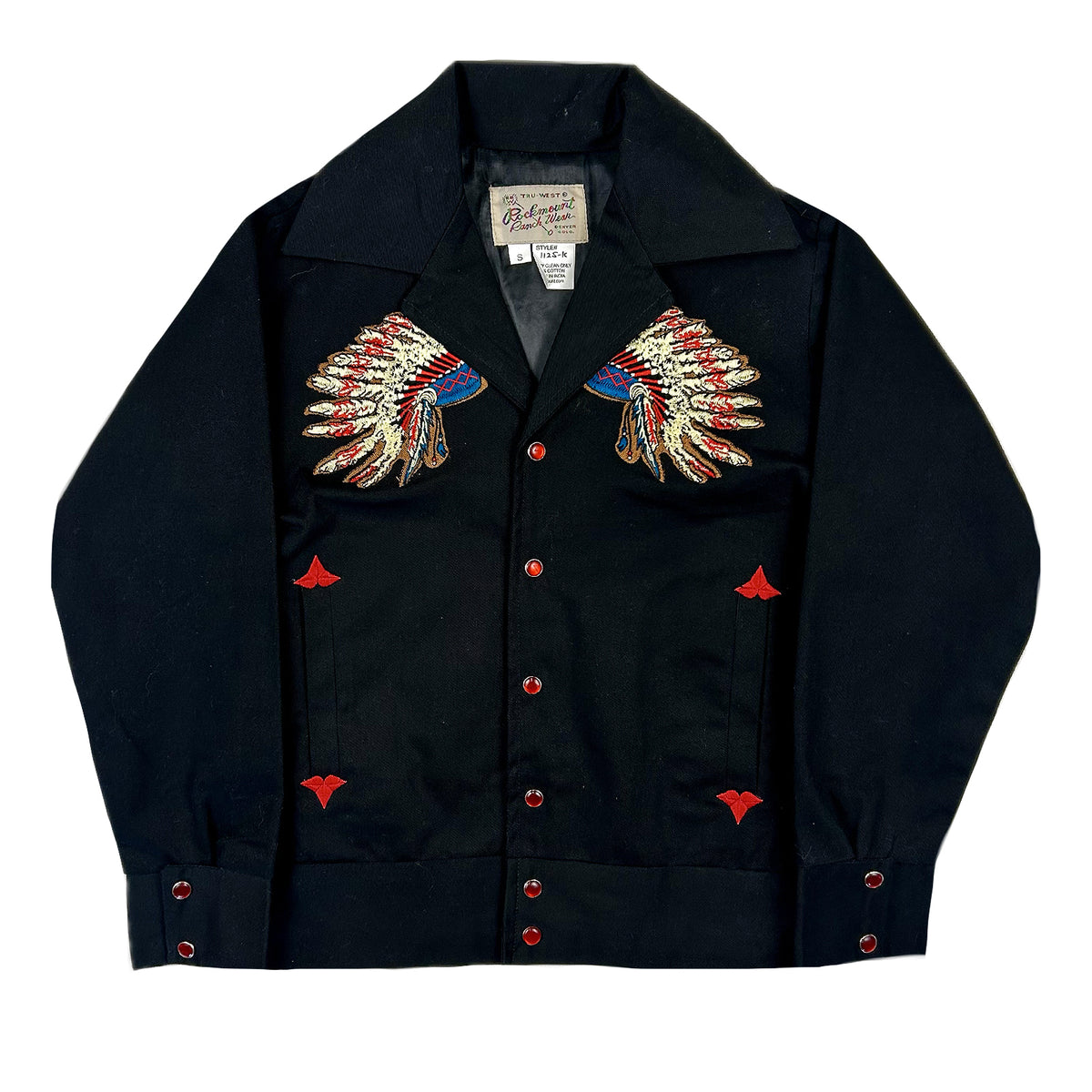 Kid's Vintage Youth Gabardine Chief Jacket by Rockmount Ranch Wear with chain-stitch embroidery and snap treatment