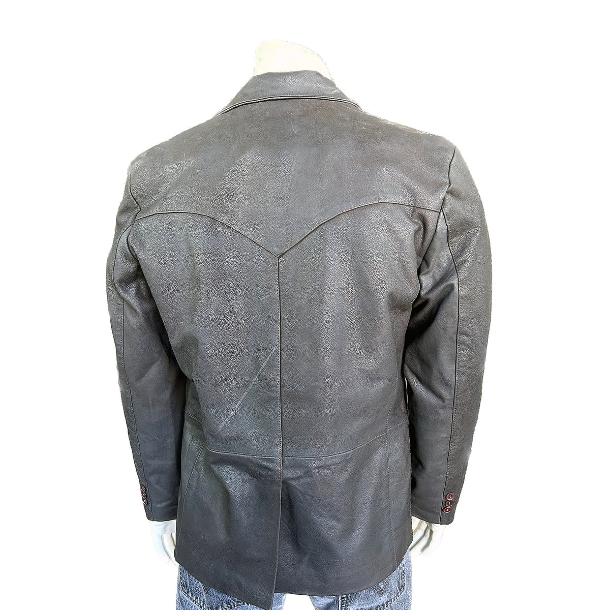 Men's Leather Western Blazer Lamb in Brown Rockmount Ranch Wear leather western blazer jacket with sawtooth pockets