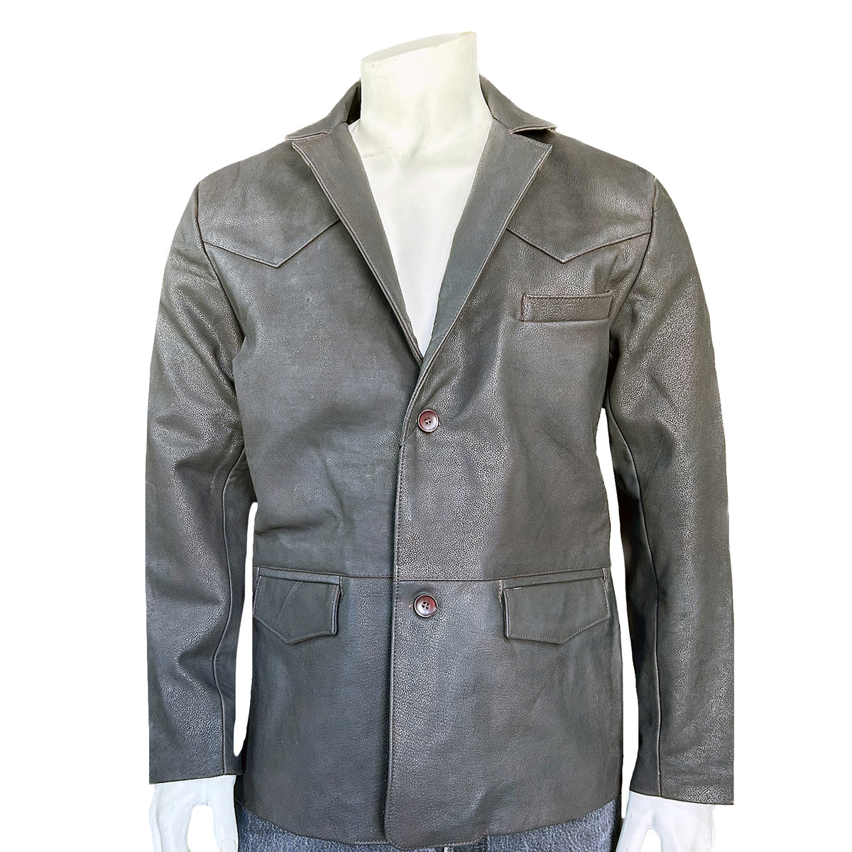 Men's Leather Western Blazer Lamb in Brown Rockmount Ranch Wear leather western blazer jacket with sawtooth pockets