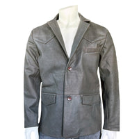 Men's Leather Western Blazer Lamb in Brown Rockmount Ranch Wear leather western blazer jacket with sawtooth pockets