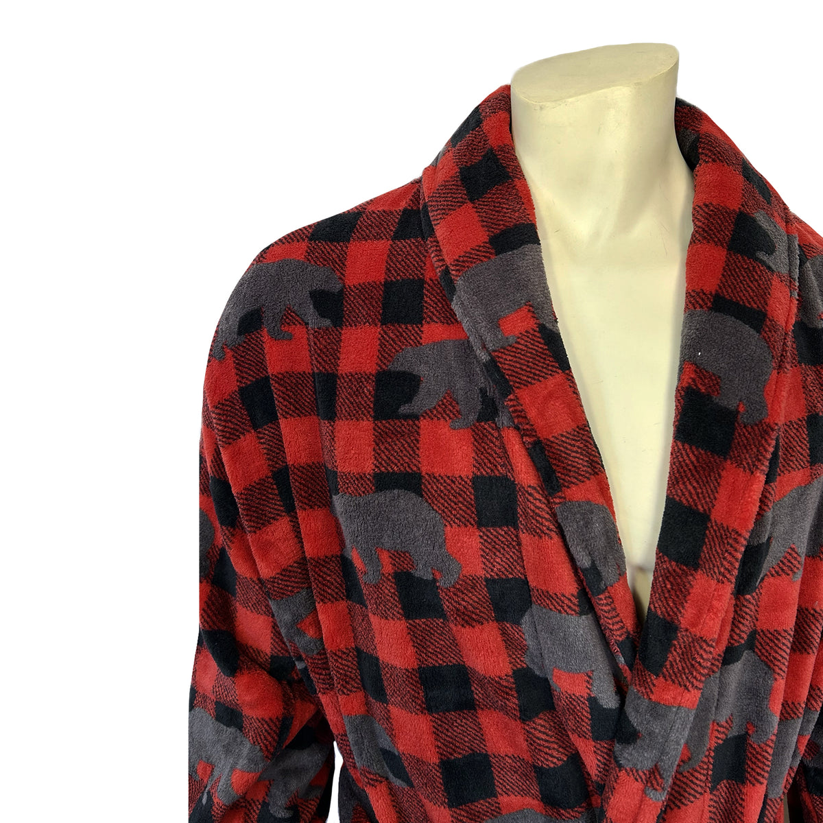 Plush adult western robe in red by Rockmount Ranch Wear, velvety fleece with 2 pockets and belt