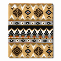 Native Pattern Fleece Western Blanket Rockmount Ranch Wear in vintage tan and black with fleece western blanket design