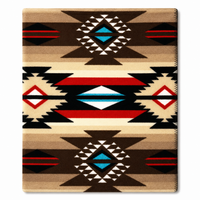 Native Pattern Fleece Western Blanket in Brown by Rockmount Ranch Wear with blanket stitch hem