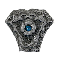 Silver Shield with Turquoise Stone Inlay western bolo tie by Rockmount Ranch Wear with leatherette cord