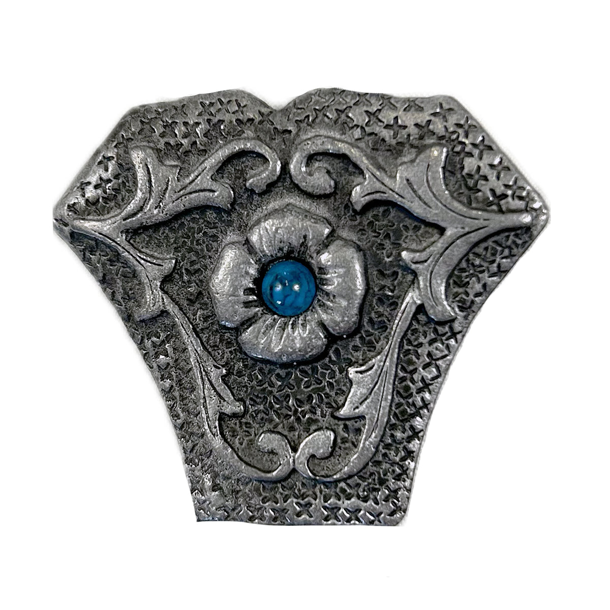 Silver Shield with Turquoise Stone Inlay western bolo tie by Rockmount Ranch Wear with leatherette cord