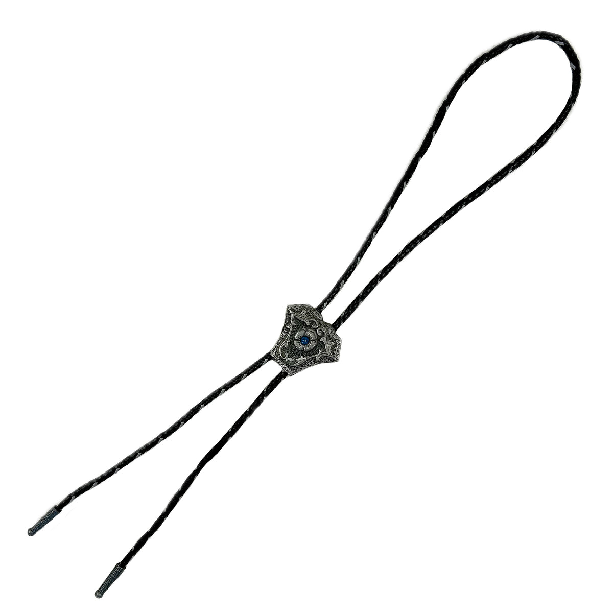 Silver Shield with Turquoise Stone Inlay Western Bolo Tie by Rockmount Ranch Wear with leatherette cord