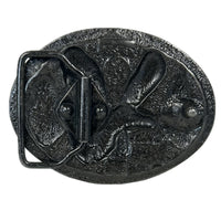 Pewter Western Belt Buckle with Eagle and American flags motif by Rockmount Ranch Wear, cast pewter