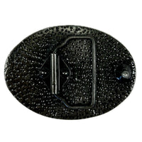 Steer Skull and Feathers Pewter Western Belt Buckle by Rockmount Ranch Wear, 1.5 inch wide