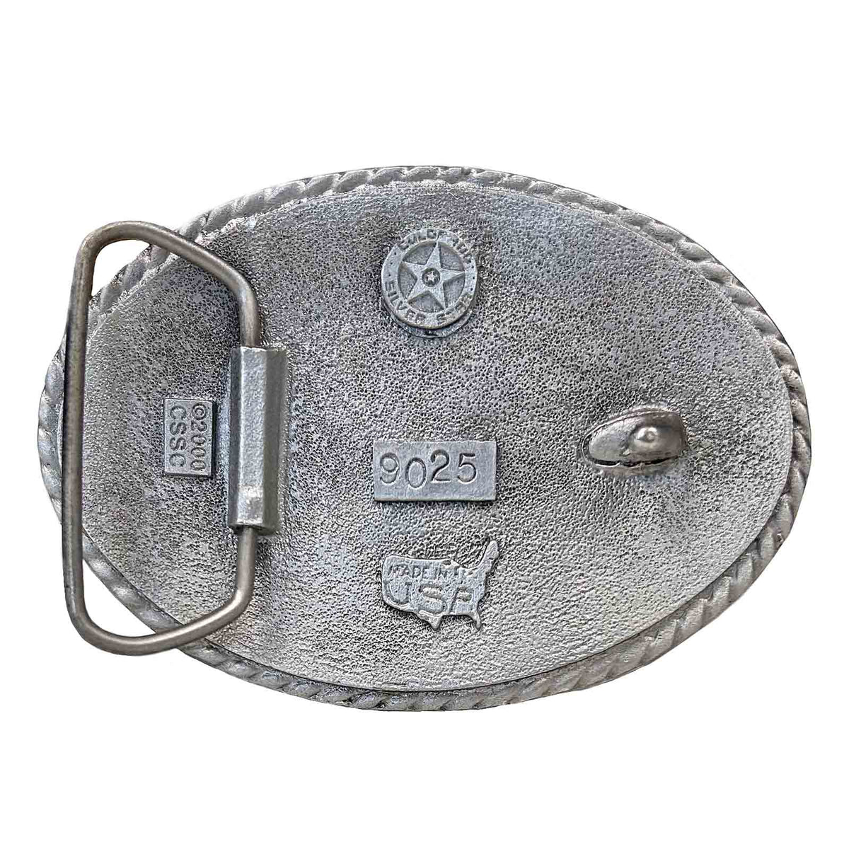 Bucking Bronc Western Belt Buckle by Rockmount Ranch Wear cast pewter belt buckle with bronc image face