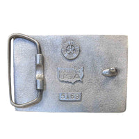 Pewter Colorado Flag Belt Buckle with Mountains by Rockmount Ranch Wear, cast pewter design