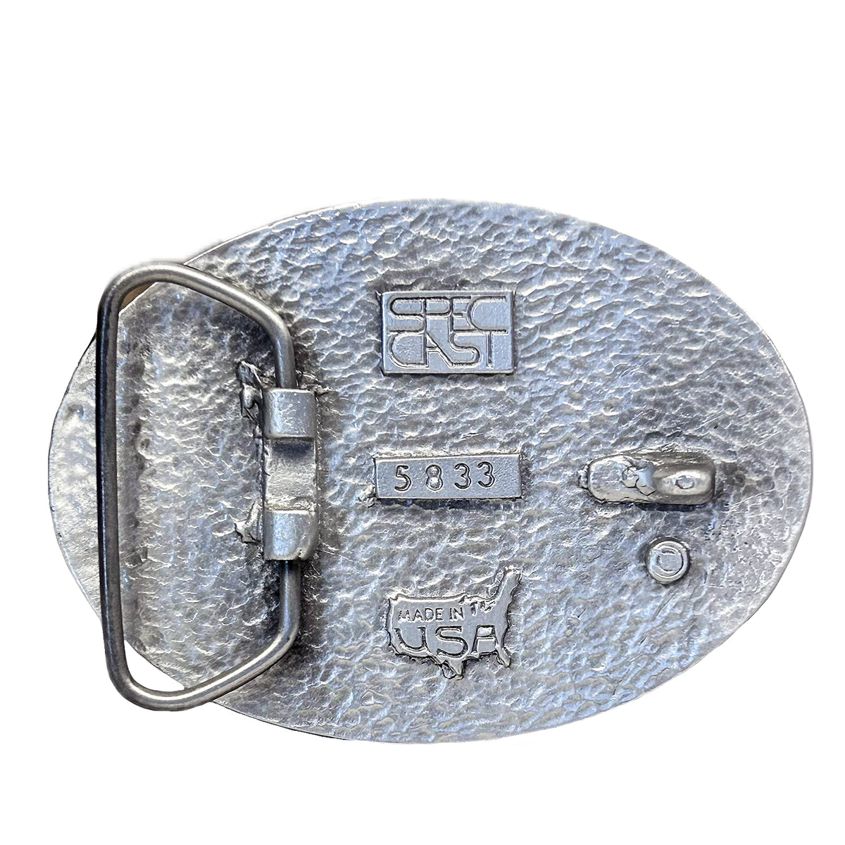 Pewter Rocky Mountain High Western Belt Buckle by Rockmount Ranch Wear, cast pewter Colorado graphic