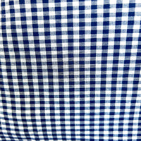 Women's short-sleeve western shirt by Rockmount Ranch Wear in vintage blue and white gingham check cotton blend