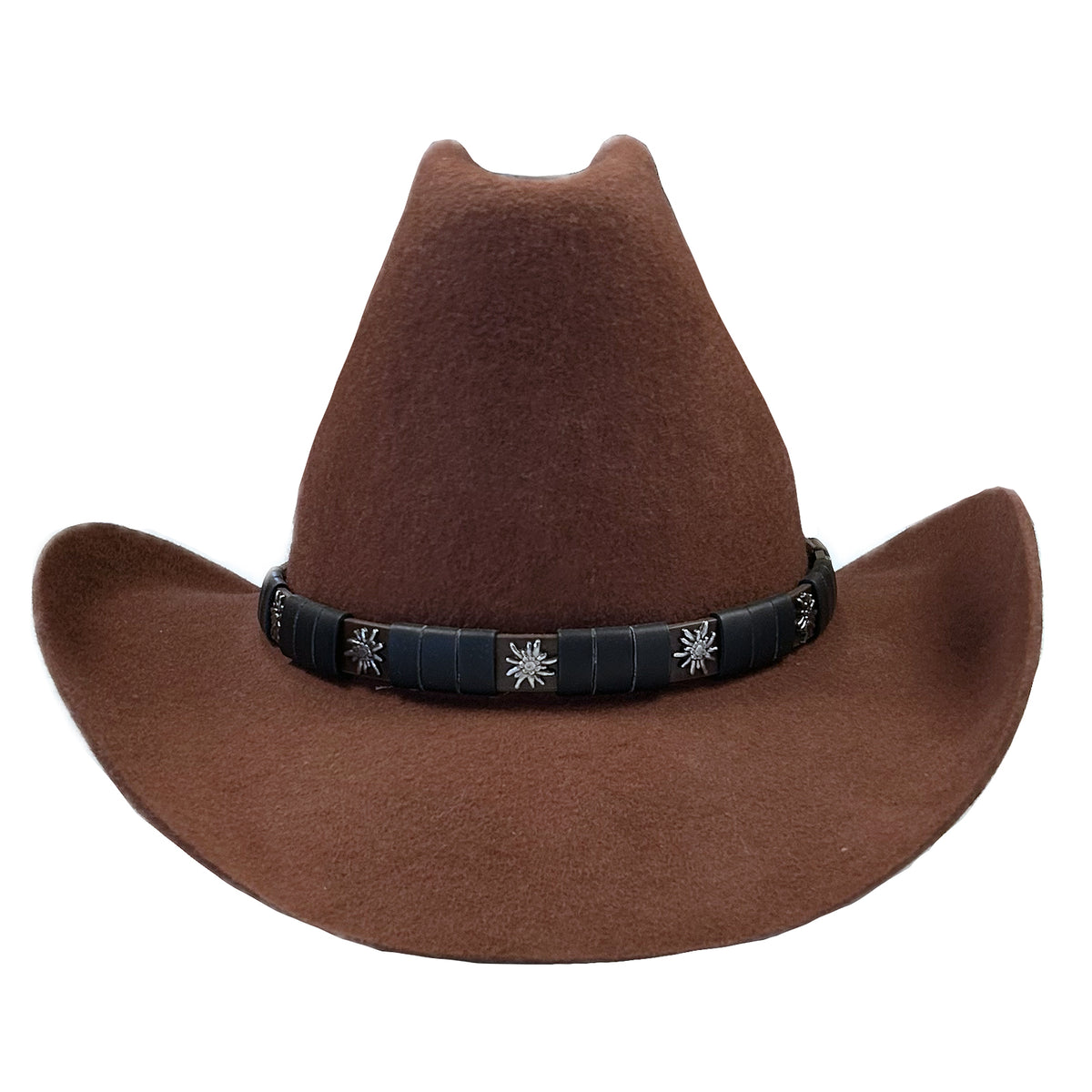Rust Wool Felt Cattleman Cowboy Hat by Rockmount Ranch Wear, 100 wool felt with leatherette starburst conchos