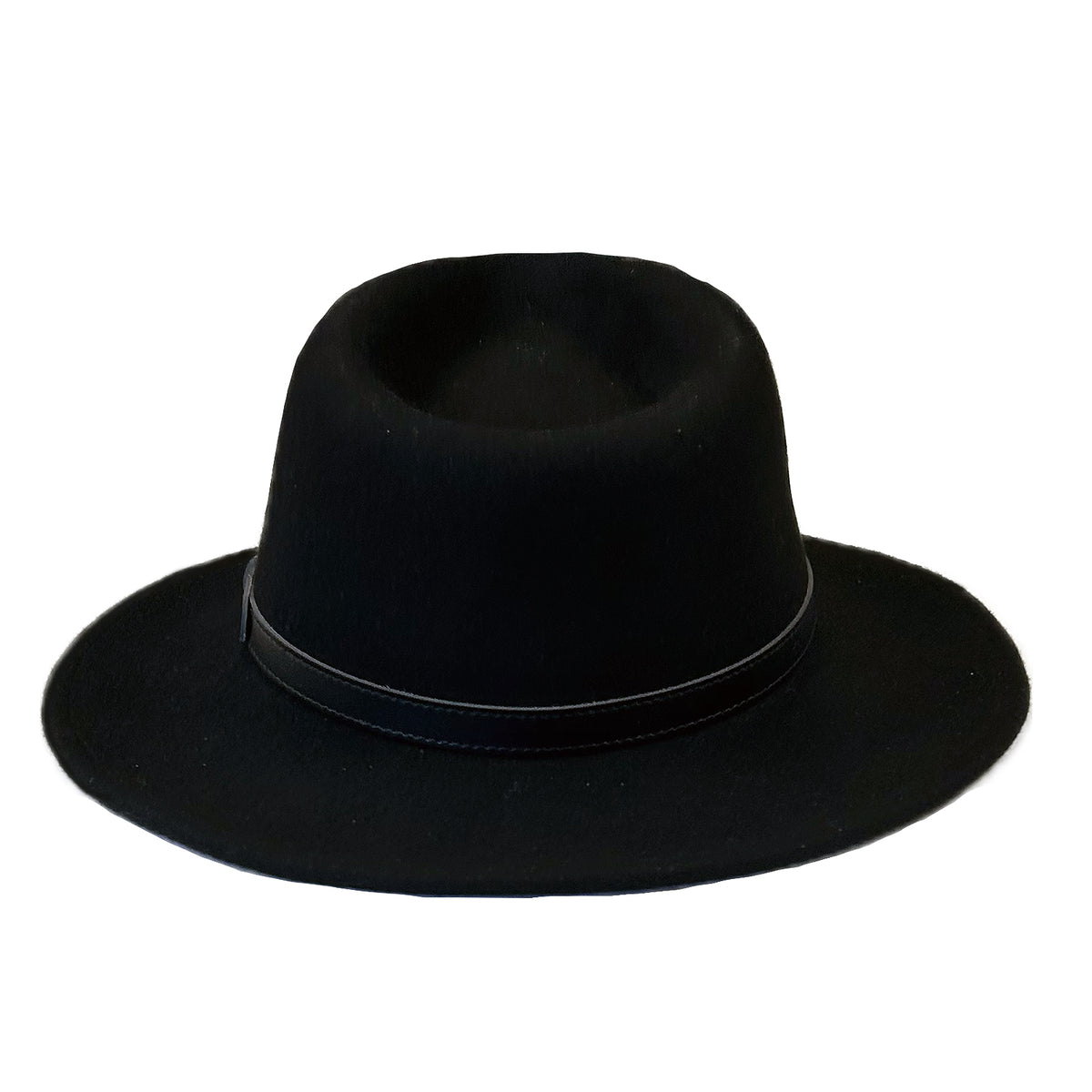 Black Wool Felt Western Hat with Faux Leather Band, pinch front crown, Rockmount Ranch Wear, size XL