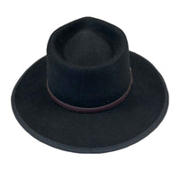 Black Wool Felt Flat Brim Western Hat with faux leather styled hatband, Rockmount Ranch Wear, size M