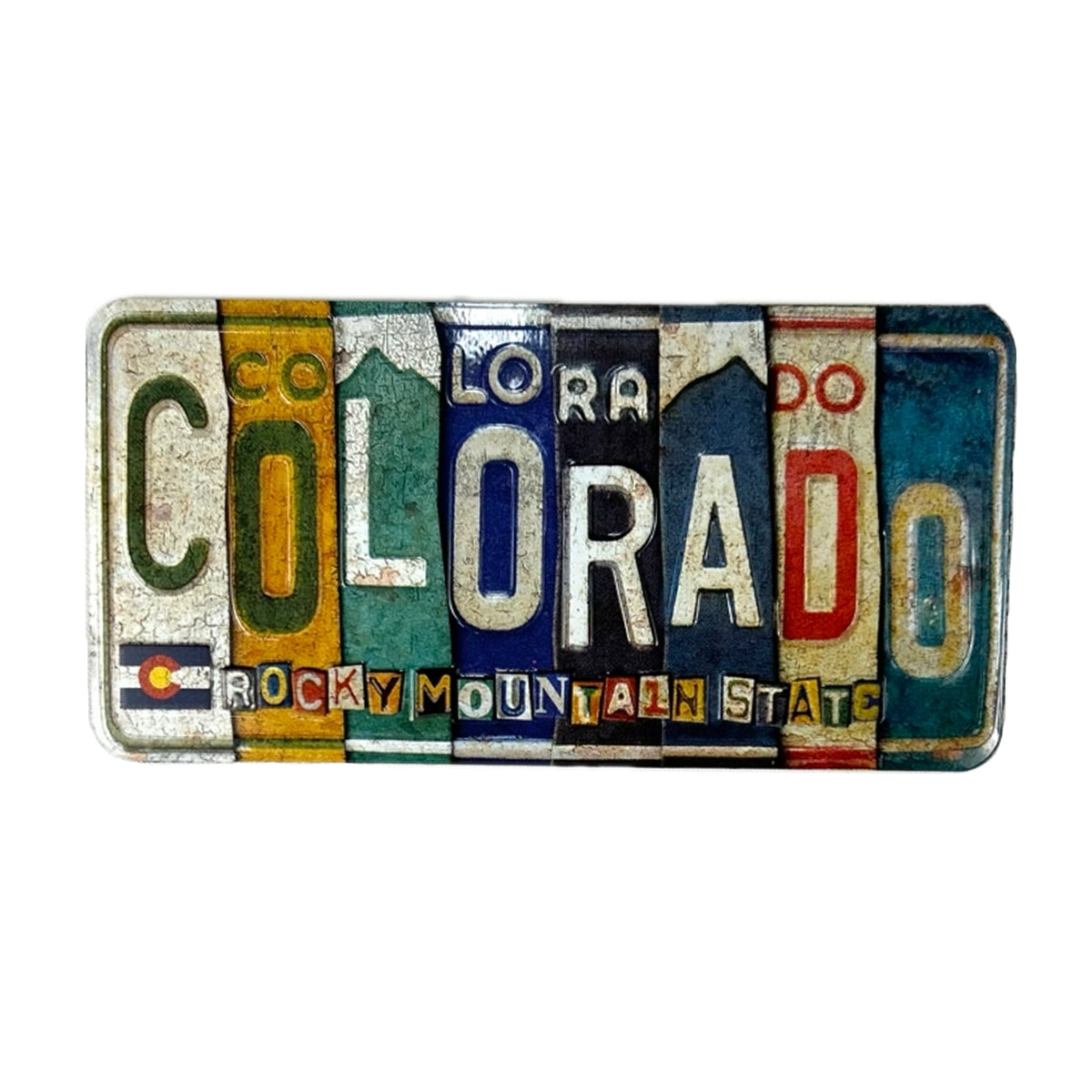 Colorado License Plate Magnet by Rockmount Ranch Wear, vintage style horse themed home decor refrigerator magnet