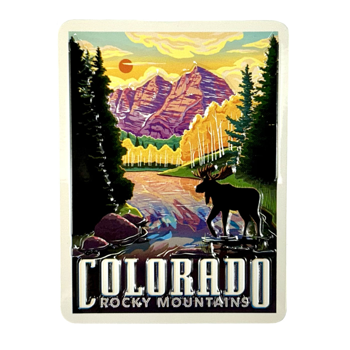 Colorado Moose Magnet by Rockmount Ranch Wear vintage moose magnet with nature scene for home decor
