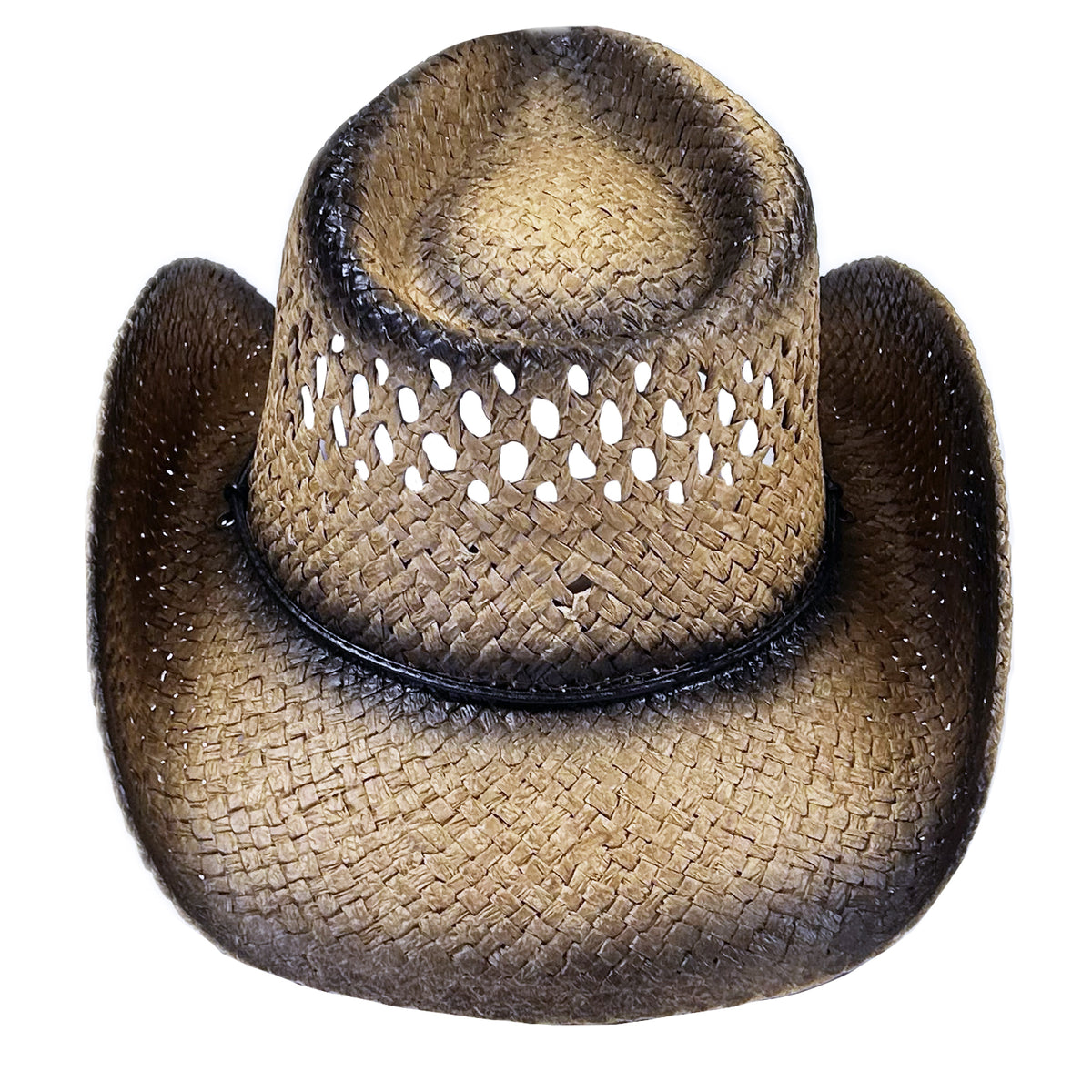 Raffia Straw 2-Tone Pinch Crease Western Hat - Rockmount