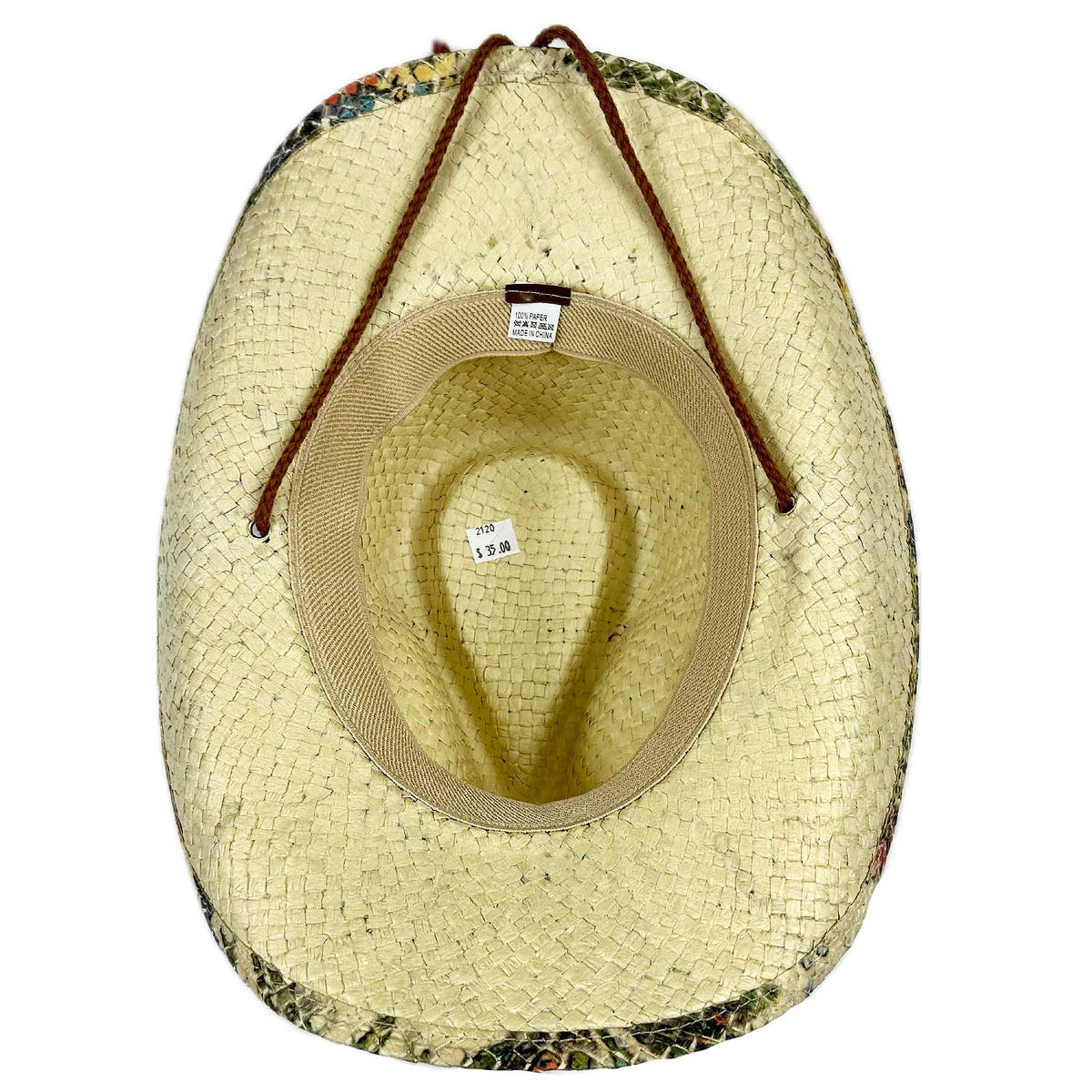 Floral Print Straw Western Hat with Chin Cord - Rockmount
