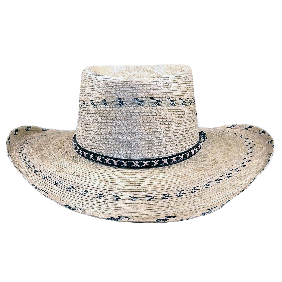 Premium Palm Straw Oval Crown Western Hat with Chin Cord - Rockmount