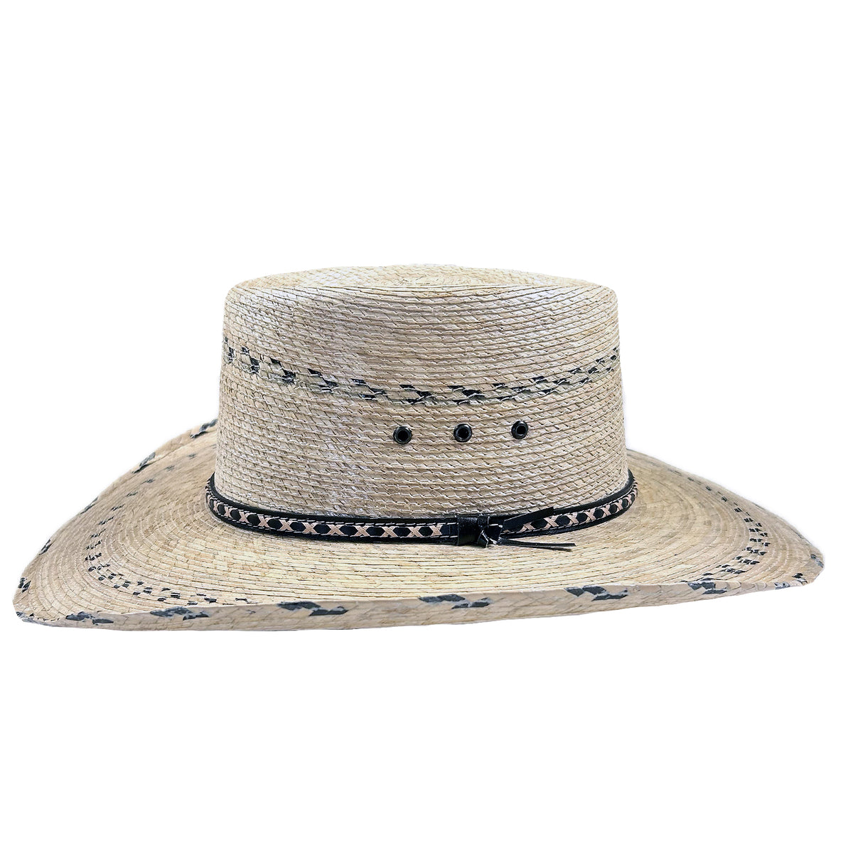 Premium Palm Straw Oval Crown Western Hat with Chin Cord - Rockmount