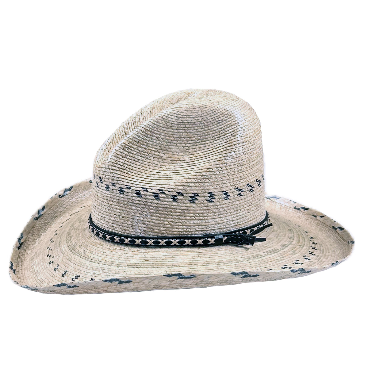 Premium Palm Straw Cowboy Hat with Gus Stripe - Rockmount