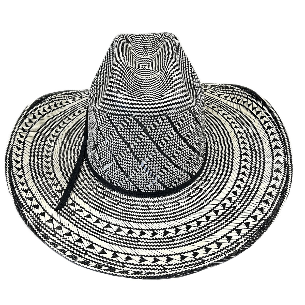 Straw 5 Shantung Full Vent Western Hat by Rockmount Ranch Wear in black and white with full vent design