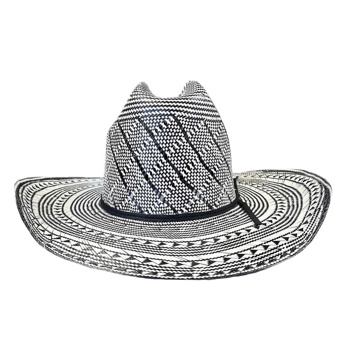 Straw 5 Shantung Full Vent Western Hat by Rockmount Ranch Wear in black and white with full vent design