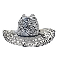 Straw 5 Shantung Full Vent Western Hat by Rockmount Ranch Wear in black and white with full vent design