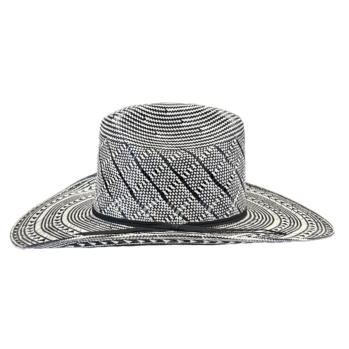 Straw 5 Shantung Full Vent Western Hat by Rockmount Ranch Wear, black and white cattleman crease