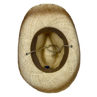 Raffia Full Vent Distressed Brown Band Straw Western Hat by Rockmount Ranch Wear, fully vented raffia straw