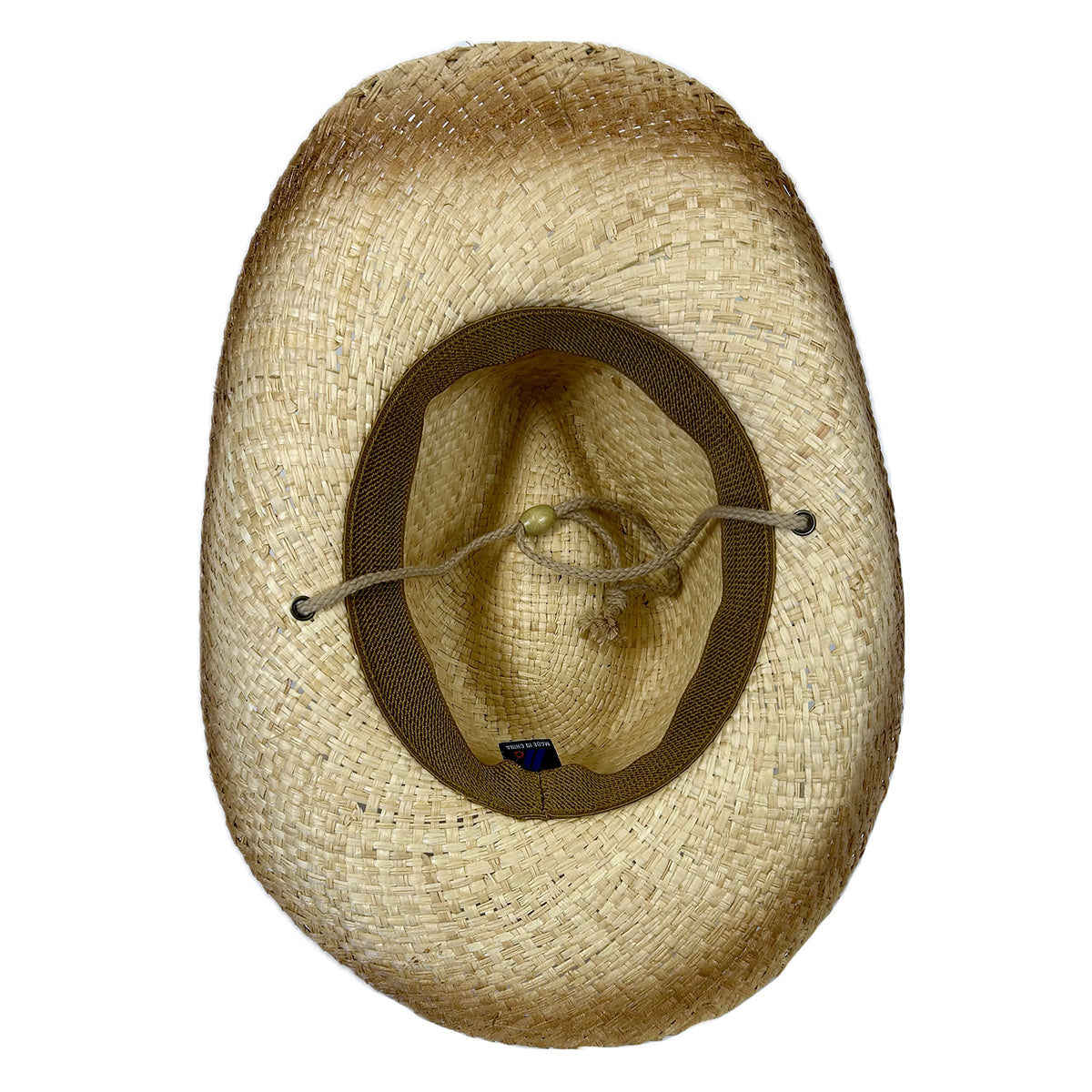 Raffia Full Vent Distressed Brown Band Straw Western Hat by Rockmount Ranch Wear, fully vented raffia straw