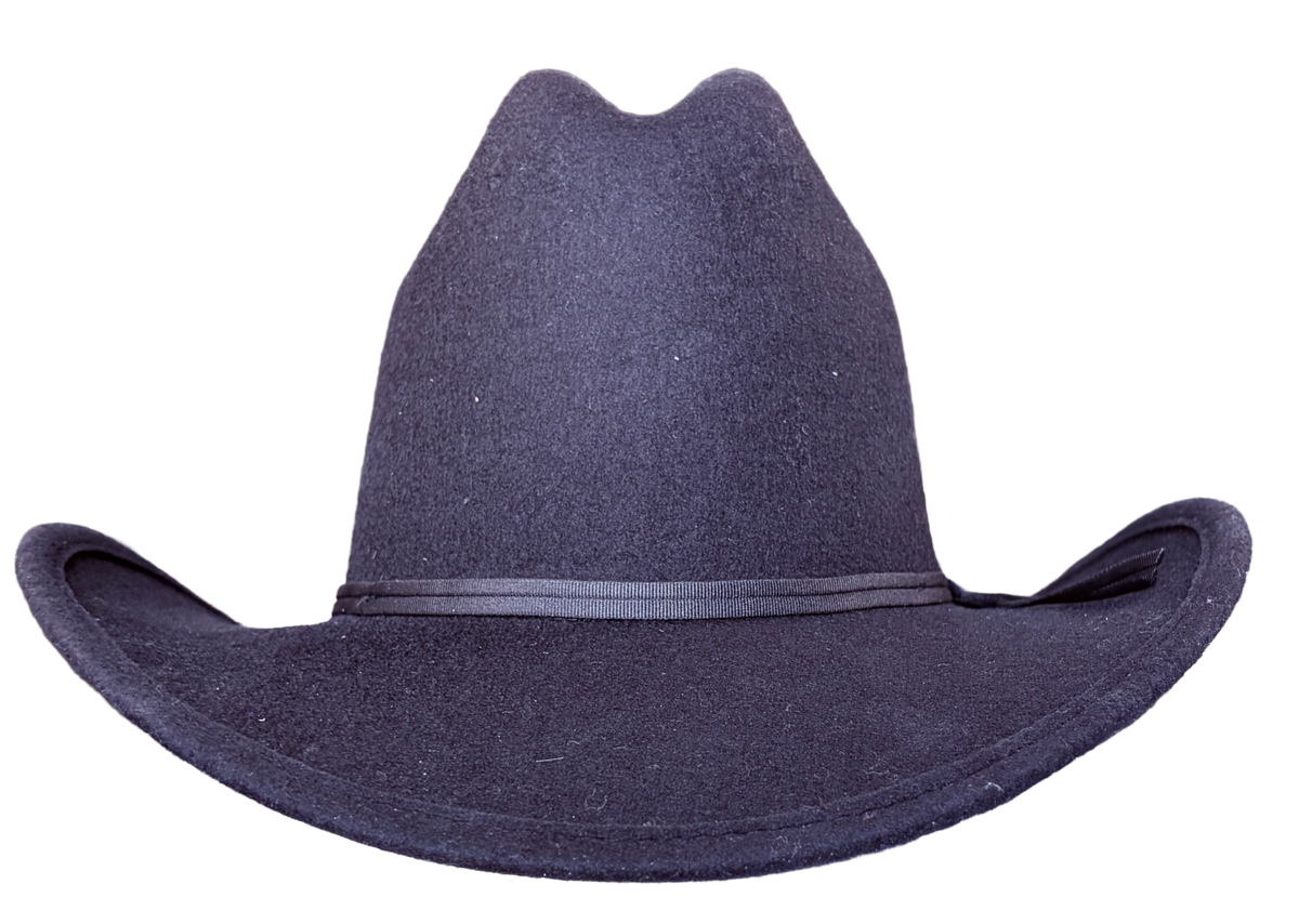 Kid's Black Wool Felt Western Cowboy Hat by Rockmount Ranch Wear in vintage purple wool felt with cattleman crease