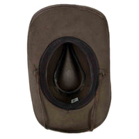 Brown Leather Western Hat with Studded Concho Hatband by Rockmount Ranch Wear, distressed leather finish