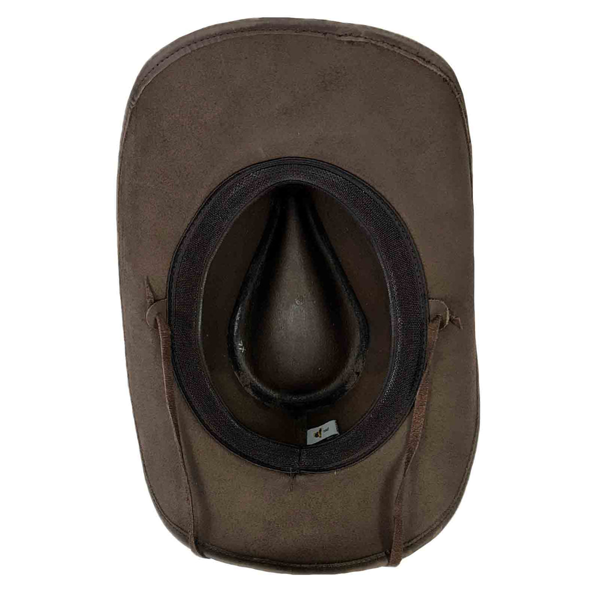 Brown Leather Western Hat with Studded Concho Hatband by Rockmount Ranch Wear, distressed leather finish