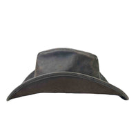 Brown Leather Western Hat with Studded Concho Hatband by Rockmount Ranch Wear, distressed finish leather