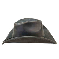 Brown Leather Western Hat with Studded Concho Hatband by Rockmount Ranch Wear, distressed leather finish