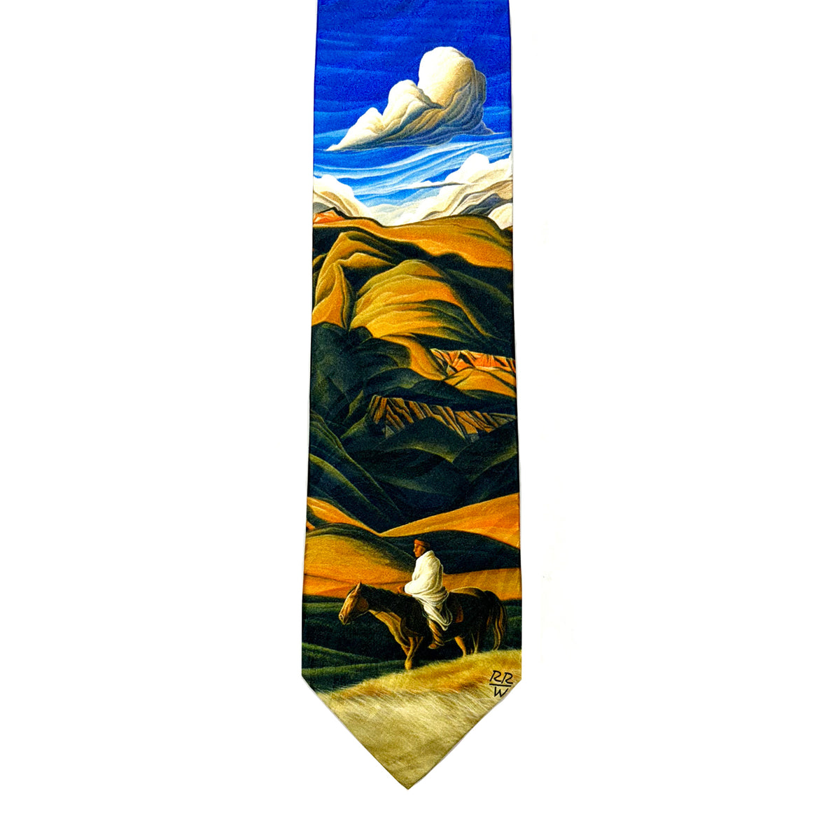 Desert Overlook Western Silk Tie by Rockmount Ranch Wear, 100 percent silk necktie with desert outlook motif