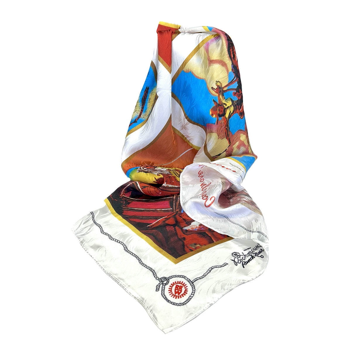 Limited-Edition Cowboys and Cowgirls Forever Silk Scarf by Buckeye Blake, Rockmount Ranch Wear, vintage wild rag