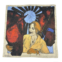 Limited-Edition Western Icons Silk Scarf by Donna Howell-Sickles, Rockmount Ranch Wear, 36 inch silk scarf with hand-sewn hem