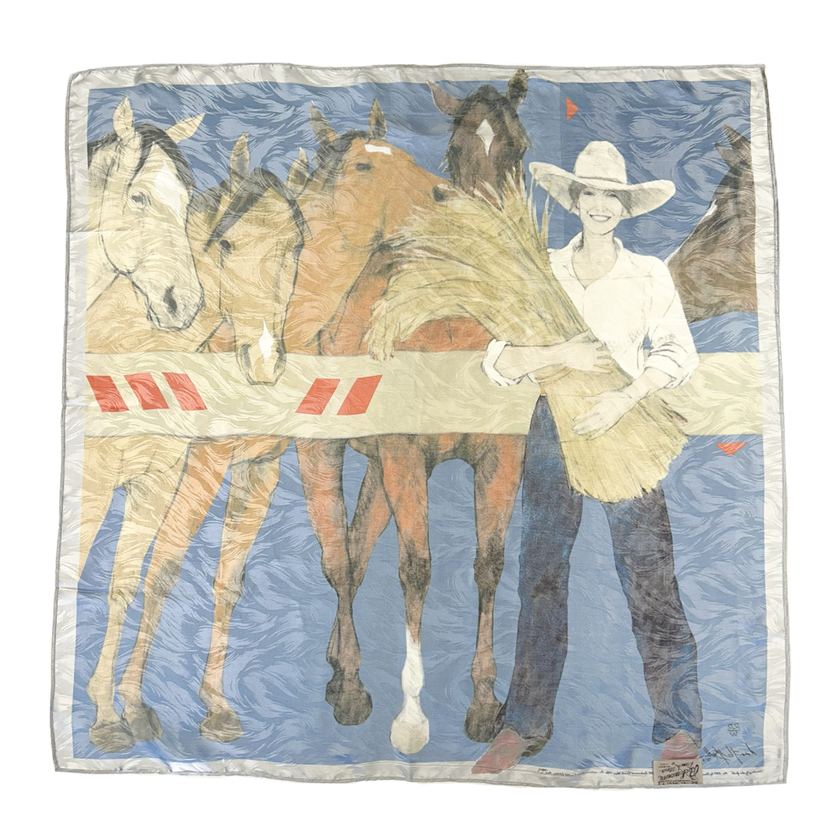 Limited-Edition Standing by the Girls Silk Scarf by Donna Howell-Sickles, Rockmount Ranch Wear, silk scarf with hand-sewn hem