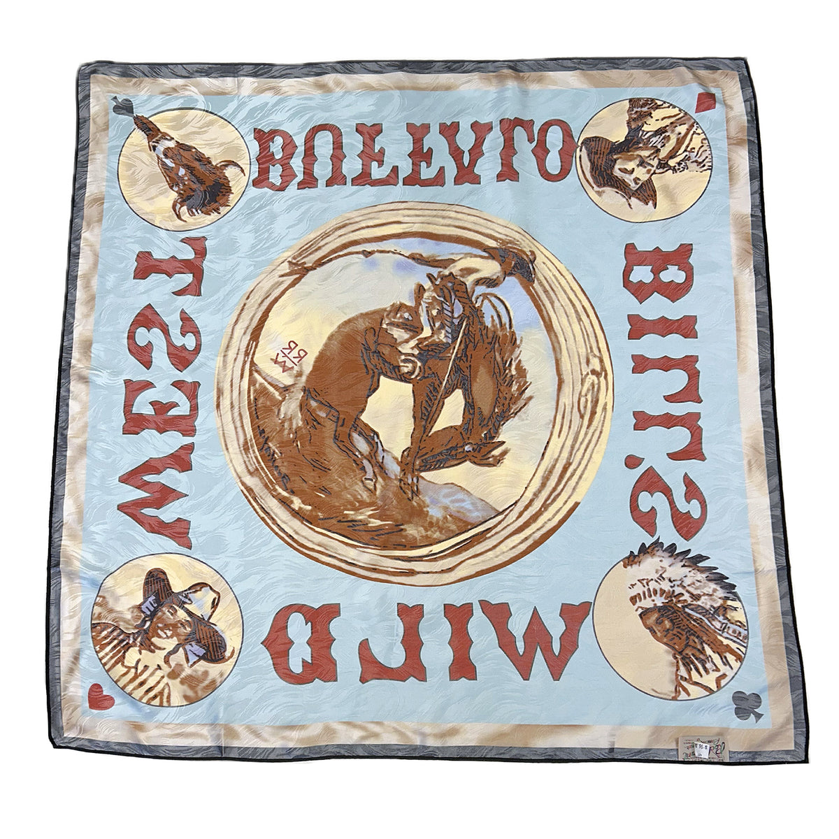 Limited-Edition Buffalo Bill's Wild West Show Silk Scarf by Rockmount Ranch Wear, 36 inch square silk scarf