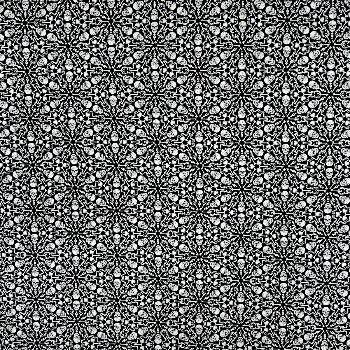 Skulls and Keys Western Cotton Bandana in black by Rockmount Ranch Wear, vintage skull and bone print