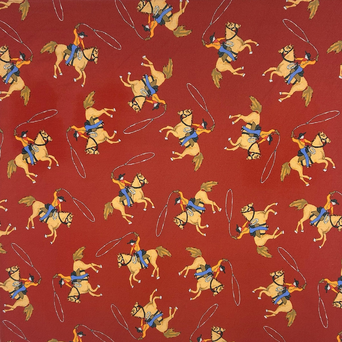 Red Ropers Western Cotton Bandana by Rockmount Ranch Wear vintage floral cowboy print with fringe
