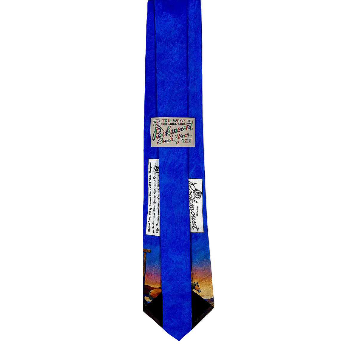 Limited-Edition Outside Sunset with Horses Silk Tie by Howard Post from Rockmount Ranch Wear, 100 percent silk