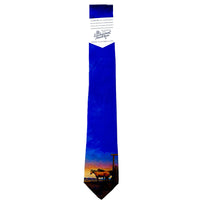 Limited-Edition Outside Sunset with Horses Silk Tie by Howard Post from Rockmount Ranch Wear, 100 percent silk