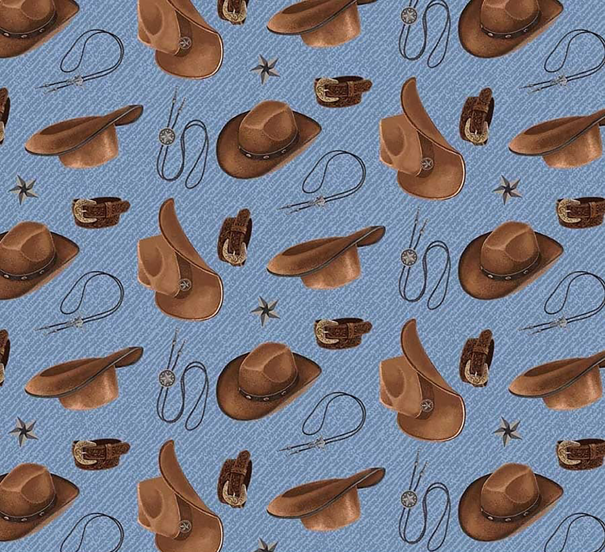Hats, Belts and Bolos Western Cotton Bandana in Blue by Rockmount Ranch Wear with cowboy print