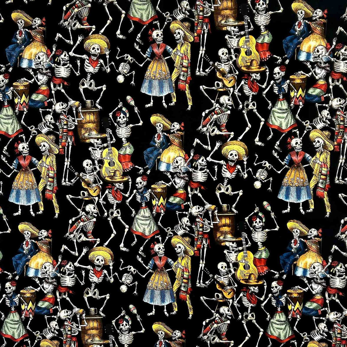 Women's Day of the Dead Print Western Shirt in Black Rockmount Ranch Wear with vintage floral print